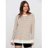 imageSimplee Womens Oversized Striped Sweatshirt Casual Long Sleeve Crewneck Loose Trendy Pullover Tops Fashion Clothes 2026Stripedbrown