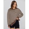 imageSimplee Womens Oversized Striped Sweatshirt Casual Long Sleeve Crewneck Loose Trendy Pullover Tops Fashion Clothes 2026Stripedchocolate Brown