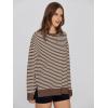 imageSimplee Womens Oversized Striped Sweatshirt Casual Long Sleeve Crewneck Loose Trendy Pullover Tops Fashion Clothes 2026Stripedchocolate Brown
