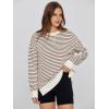 imageSimplee Womens Oversized Striped Sweatshirt Casual Long Sleeve Crewneck Loose Trendy Pullover Tops Fashion Clothes 2026Stripedcoffee