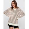 imageSimplee Womens Oversized Striped Sweatshirt Casual Long Sleeve Crewneck Loose Trendy Pullover Tops Fashion Clothes 2026Stripedcoffee