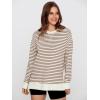 imageSimplee Womens Oversized Striped Sweatshirt Casual Long Sleeve Crewneck Loose Trendy Pullover Tops Fashion Clothes 2026Stripedcoffee