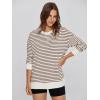 imageSimplee Womens Oversized Striped Sweatshirt Casual Long Sleeve Crewneck Loose Trendy Pullover Tops Fashion Clothes 2026Stripedcoffee