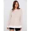 imageSimplee Womens Oversized Striped Sweatshirt Casual Long Sleeve Crewneck Loose Trendy Pullover Tops Fashion Clothes 2026Stripedcream Tan