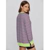 imageSimplee Womens Oversized Striped Sweatshirt Casual Long Sleeve Crewneck Loose Trendy Pullover Tops Fashion Clothes 2026Stripedgreen Block