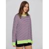 imageSimplee Womens Oversized Striped Sweatshirt Casual Long Sleeve Crewneck Loose Trendy Pullover Tops Fashion Clothes 2026Stripedgreen Block