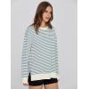 imageSimplee Womens Oversized Striped Sweatshirt Casual Long Sleeve Crewneck Loose Trendy Pullover Tops Fashion Clothes 2026Stripedgrey Blue