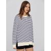 imageSimplee Womens Oversized Striped Sweatshirt Casual Long Sleeve Crewneck Loose Trendy Pullover Tops Fashion Clothes 2026Stripednavy Blue
