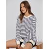 imageSimplee Womens Oversized Striped Sweatshirt Casual Long Sleeve Crewneck Loose Trendy Pullover Tops Fashion Clothes 2026Stripednavy Blue