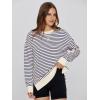 imageSimplee Womens Oversized Striped Sweatshirt Casual Long Sleeve Crewneck Loose Trendy Pullover Tops Fashion Clothes 2026Stripednavy Blue