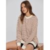 imageSimplee Womens Oversized Striped Sweatshirt Casual Long Sleeve Crewneck Loose Trendy Pullover Tops Fashion Clothes 2026Stripedorange