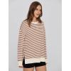 imageSimplee Womens Oversized Striped Sweatshirt Casual Long Sleeve Crewneck Loose Trendy Pullover Tops Fashion Clothes 2026Stripedorange
