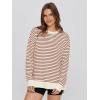 imageSimplee Womens Oversized Striped Sweatshirt Casual Long Sleeve Crewneck Loose Trendy Pullover Tops Fashion Clothes 2026Stripedorange