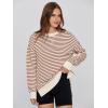 imageSimplee Womens Oversized Striped Sweatshirt Casual Long Sleeve Crewneck Loose Trendy Pullover Tops Fashion Clothes 2026Stripedorange