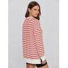 imageSimplee Womens Oversized Striped Sweatshirt Casual Long Sleeve Crewneck Loose Trendy Pullover Tops Fashion Clothes 2026Stripedred