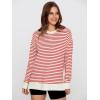 imageSimplee Womens Oversized Striped Sweatshirt Casual Long Sleeve Crewneck Loose Trendy Pullover Tops Fashion Clothes 2026Stripedred