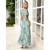 imageSimplee Womens Casual Floral Summer Maxi Dress 2026 Boho Flowy Short Sleeve Crew Neck Vacation Smocked Chiffon DressesFloral Light Green