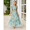 imageSimplee Womens Casual Floral Summer Maxi Dress 2026 Boho Flowy Short Sleeve Crew Neck Vacation Smocked Chiffon DressesFloral Light Green
