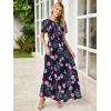 imageSimplee Womens Casual Floral Summer Maxi Dress 2026 Boho Flowy Short Sleeve Crew Neck Vacation Smocked Chiffon DressesFloral Navy