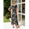 image:imageSimplee Womens Floral Maxi Dress  Short Sleeve Summer Boho Wedding Guest Dress Empire Waist Chiffon Modest Midi DressesBlack 1