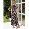 image:imageSimplee Womens Floral Maxi Dress  Short Sleeve Summer Boho Wedding Guest Dress Empire Waist Chiffon Modest Midi DressesBlack 2