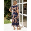 image:imageSimplee Womens Floral Maxi Dress  Short Sleeve Summer Boho Wedding Guest Dress Empire Waist Chiffon Modest Midi DressesBlue Yellow Floral