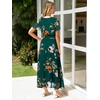 image:imageSimplee Womens Floral Maxi Dress  Short Sleeve Summer Boho Wedding Guest Dress Empire Waist Chiffon Modest Midi DressesEmerald Green Floral