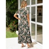 image:imageSimplee Womens Floral Maxi Dress  Short Sleeve Summer Boho Wedding Guest Dress Empire Waist Chiffon Modest Midi DressesGreen 2