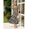 image:imageSimplee Womens Floral Maxi Dress  Short Sleeve Summer Boho Wedding Guest Dress Empire Waist Chiffon Modest Midi DressesGreen 2