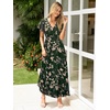 image:imageSimplee Womens Floral Maxi Dress  Short Sleeve Summer Boho Wedding Guest Dress Empire Waist Chiffon Modest Midi DressesGreen 3