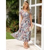 image:imageSimplee Womens Floral Maxi Dress  Short Sleeve Summer Boho Wedding Guest Dress Empire Waist Chiffon Modest Midi DressesGreen Floral