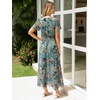 image:imageSimplee Womens Floral Maxi Dress  Short Sleeve Summer Boho Wedding Guest Dress Empire Waist Chiffon Modest Midi DressesLake Blue