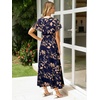 image:imageSimplee Womens Floral Maxi Dress  Short Sleeve Summer Boho Wedding Guest Dress Empire Waist Chiffon Modest Midi DressesNavy Blue 2