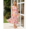 image:imageSimplee Womens Floral Maxi Dress  Short Sleeve Summer Boho Wedding Guest Dress Empire Waist Chiffon Modest Midi DressesPink Floral 2