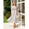 image:imageSimplee Womens Floral Maxi Dress  Short Sleeve Summer Boho Wedding Guest Dress Empire Waist Chiffon Modest Midi DressesWhite 1