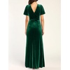 image:imageSimplee Womens Twist Front V Neck Velvet Maxi Dress Short Sleeve Fall Wedding Guest Long Semi Formal Dress with SlitGreen