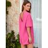 image:imageSimplee Summer Rompers for Women 2025 Reversible Backless Hot Shot Tee Romper Short Sleeve Maternity Romper With Pockets1hot Pink