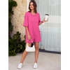 image:imageSimplee Summer Rompers for Women 2025 Reversible Backless Hot Shot Tee Romper Short Sleeve Maternity Romper With Pockets1hot Pink