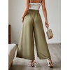 image:imageSimplee Womens Casual Side Split Wide Leg Pants High Waist Beach Flowy Pants Comfy Lounge Loose Belted with Pockets Small Green