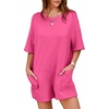 image:imageSimplee Summer Rompers for Women 2025 Reversible Backless Hot Shot Tee Romper Short Sleeve Maternity Romper With Pockets1hot Pink