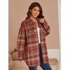 image:imageSimplee Womens Cropped Flannel Plaid Shacked Wool Blend Jacket CoatWine Red