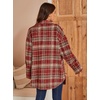 image:imageSimplee Womens Cropped Flannel Plaid Shacked Wool Blend Jacket CoatWine Red