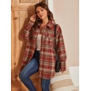 image:imageSimplee Womens Cropped Flannel Plaid Shacked Wool Blend Jacket CoatWine Red