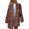 image:imageSimplee Womens Cropped Flannel Plaid Shacked Wool Blend Jacket CoatWine Red