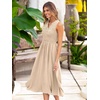image:imageSimplee Womens Summer Smocked Midi Sundress V Neck Sleeveess Boho A Line Sun Dress with PocketsApricot