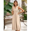 image:imageSimplee Womens Summer Smocked Midi Sundress V Neck Sleeveess Boho A Line Sun Dress with PocketsApricot