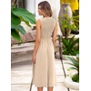 image:imageSimplee Womens Summer Smocked Midi Sundress V Neck Sleeveess Boho A Line Sun Dress with PocketsApricot